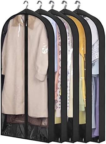 KIMBORA 40" Garment Bags For Hanging Clothes Storage With 4" Gussetes Clear Suit Bags For Closet Storage Coat Cover For Sweaters Shirts, Jackets, (5 Packs,White) 6 KIMBORA 40" Garment Bags For Hanging Clothes Storage With 4" Gussetes Clear Suit Bags For Closet Storage Coat Cover For Sweaters Shirts, Jackets, (5 Packs,White) - Image 6