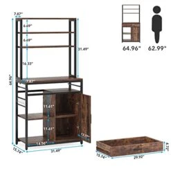 LITTLE TREE Bakers Racks For Kitchen With Cabinet, Large Capacity Microwave Stand With Drawers, 6-Tier Kitchens Utility Storage Shelves With Side Hooks, Rustic Brown -Songmics Furniture Shop 41K6m1nBMEL