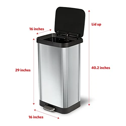 Glad Stainless Steel Step Trash Can With Clorox Odor Protection | Large Metal Kitchen Garbage Bin With Soft Close Lid, Foot Pedal And Waste Bag Roll Holder, 20 Gallon, Stainless 2 Glad Stainless Steel Step Trash Can With Clorox Odor Protection | Large Metal Kitchen Garbage Bin With Soft Close Lid, Foot Pedal And Waste Bag Roll Holder, 20 Gallon, Stainless - Image 2