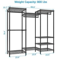 VIPEK V5 Portable Closet Wardrobe Heavy Duty Clothes Rack, Freestanding Clothing Rack With 4 Hang Rods & 8 Shelves, Adjustable Custom Closet Rack, 68.9" L X 15.7" W X 76.4" H, Max Load 800LBS, Black 14 VIPEK V5 Portable Closet Wardrobe Heavy Duty Clothes Rack, Freestanding Clothing Rack With 4 Hang Rods & 8 Shelves, Adjustable Custom Closet Rack, 68.9" L X 15.7" W X 76.4" H, Max Load 800LBS, Black -Songmics Furniture Shop 41KAHnf5m1L