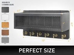 Rebee Vision Decorative Key And Mail Holder For Wall: Farmhouse Wall Mount Sorter With Storage Basket And 6 Retro Key Hooks - Wooden Mail Holder For Office, Appartment, Home Decor (Modern Black) -Songmics Furniture Shop 41KCSCCUHvL