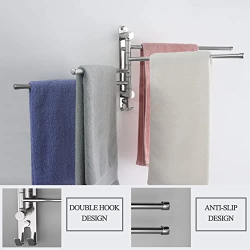 Swivel Towel Rack For Bathroom OHIYO 14inch 4 Arm Swing Out Towel Rack Wall Mounted SUS304 Stainless Steel Space Saving Swing Arm Towel Rack Towel Holder For Bathroom 3 Swivel Towel Rack For Bathroom OHIYO 14inch 4 Arm Swing Out Towel Rack Wall Mounted SUS304 Stainless Steel Space Saving Swing Arm Towel Rack Towel Holder For Bathroom - Image 3