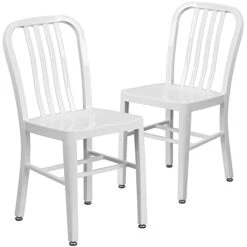 Flash Furniture Gael Commercial Grade 2 Pack White Metal Indoor-Outdoor Chair