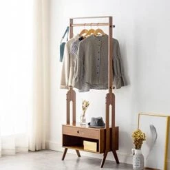 WILK Bamboo Entryway Bench Coat Rack With Full Mirror, Seat, Drawers And Hooks, Hall Tree With Bench And Shoe Storage, Brown (40.6(L) X 13 (W) X 66.5 (H)) -Songmics Furniture Shop 41KGnh3g5zL. AC