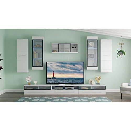 GENERIC Fever Center White Modern Contemporary MDF Lacquer Glass Doors 3 GENERIC Fever Center White Modern Contemporary MDF Lacquer Glass Doors - Image 3