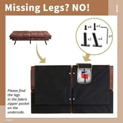 IULULU Brown Memory Foam Futon Couch Bed, Modern Folding Sleeper Sofa With Quick Adjustable Armrest And Backrest For Studio Apartment, Dorm, Living, Guest Room, Home Office 8 IULULU Brown Memory Foam Futon Couch Bed, Modern Folding Sleeper Sofa With Quick Adjustable Armrest And Backrest For Studio Apartment, Dorm, Living, Guest Room, Home Office -Songmics Furniture Shop 41KJE8DikuL