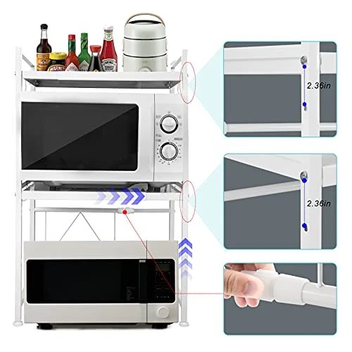 ABCOOL 3-Tier Retractable Kitchen Baker Microwave Oven Rack, Expandable And Height Adjustable Carbon Steel Shelf Counter Countertop With 3 Clip Hooks, Electric Oven Holder 4 ABCOOL 3-Tier Retractable Kitchen Baker Microwave Oven Rack, Expandable And Height Adjustable Carbon Steel Shelf Counter Countertop With 3 Clip Hooks, Electric Oven Holder - Image 4