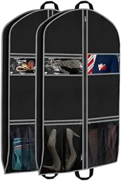 HATTERTOP Garment Bags For Travel, 43 Inch Suit Bags For Men Breathable Suit Cover Suit Carrier With 2 Large Mesh Pockets And 1 PVC Pocket For Closet, 2 Pack -Songmics Furniture Shop 41KPtVwAiIL. AC