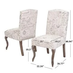 Christopher Knight Home CKH Crown Top French Script Fabric Dining Chairs, 2-Pcs Set, Beige / Script -Songmics Furniture Shop 41KQ4BRZ5YL