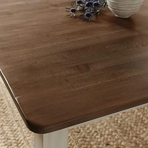 5 Piece Solid Maple Wood Dining Room Set | Full Kitchen Table Set With Table And 4 Chairs | Brown And White Rectangle Table With Eased Edge And Distressing, Extendable Table Length | Handmade In USA 2 5 Piece Solid Maple Wood Dining Room Set | Full Kitchen Table Set With Table And 4 Chairs | Brown And White Rectangle Table With Eased Edge And Distressing, Extendable Table Length | Handmade In USA - Image 2