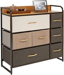 MDesign 30.9" High Steel Frame/Wood Top Storage Dresser Furniture Unit With 7 Removable Fabric Drawers - Large Bureau Organizer For Bedroom, Living Room, Closet - Multi-Color/Espresso Brown 12 MDesign 30.9" High Steel Frame/Wood Top Storage Dresser Furniture Unit With 7 Removable Fabric Drawers - Large Bureau Organizer For Bedroom, Living Room, Closet - Multi-Color/Espresso Brown -Songmics Furniture Shop 41KU97K2Z L. AC