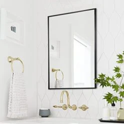 Rectangle Bathroom Mirror 20 X 28 Inch Rectangle Mirror Vertical Or Horizontal Hanging Black Metal Frame Decorative Rectangular Wall Mounted Mirrors For Bedroom Living Room Bathroom -Songmics Furniture Shop 41KeiZ0aHIL