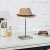 MyGift Set Of 2 Bronze Metal Hat Holder Rack With Fabric Covered Dome And Adjustable Height, Tabletop Wig Display Stand
