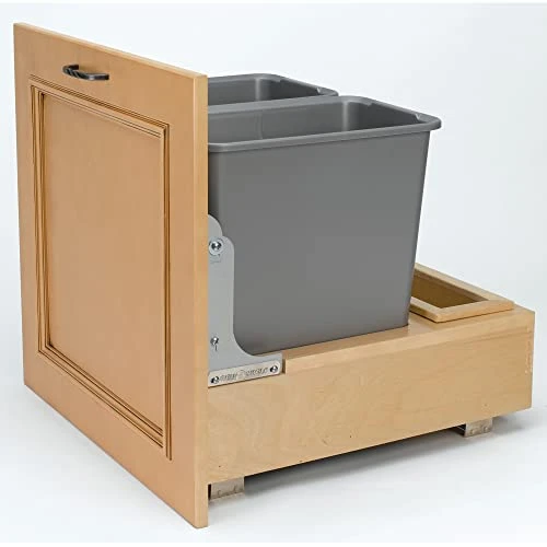 Rev-A-Shelf 4WCBM-2430DM-2 Double 30-Quart Maple Bottom Mount Kitchen Pullout Trash Can Waste Container With Soft Open & Close Slide System, Silver 7 Rev-A-Shelf 4WCBM-2430DM-2 Double 30-Quart Maple Bottom Mount Kitchen Pullout Trash Can Waste Container With Soft Open & Close Slide System, Silver - Image 7