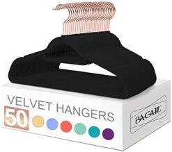 BAGAIL Velvet Hangers,Black Non Slip 360 Degree Swivel Hook Strong And Durable Clothes Hangers For Coats, Suit, Shirt Dress, Pants & Dress Clothes (Black/Silver, 30 Pack) -Songmics Furniture Shop 41Km8vceO8L. AC