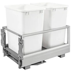 Rev-A-Shelf 5149-18DM-211 Double 35 Quart Pull Out Kitchen Cabinet Waste Container Storage With Trash Can, Wire Basket, And Rev-A-Motion, White 11 Rev-A-Shelf 5149-18DM-211 Double 35 Quart Pull Out Kitchen Cabinet Waste Container Storage With Trash Can, Wire Basket, And Rev-A-Motion, White -Songmics Furniture Shop 41KnDTHOOfL 1