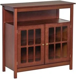 HOMCOM Sideboard Buffet Cabinet, Kitchen Cabinet With Open Shelf, Glass Doors And Adjustable Shelf, Accent Cabinet For Living Room, Cherry -Songmics Furniture Shop 41KnKwgYpL. AC