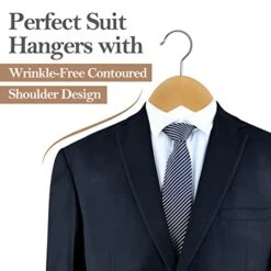 AMKUFO Wooden Hangers 20 Pack Wood Suit Hangers Non Slip Wooden Coat Hangers With Smooth Fnish Cut Notches 360° Swivel Hook Clothes Hangers For Jeans Pants Jackets Shirts Dresses, Natural -Songmics Furniture Shop 41Kog0kIPyL