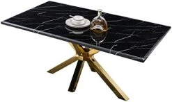 Knocbel Contemporary Rectangular Tempered Glass Dining Table With X-Shaped Pedestal, Kitchen Dining Room Table, High Gloss Finish, 63" Wx35.4 Dx29.5 H, White X-Shaped Base​ -Songmics Furniture Shop 41KpbFSt9PL. AC