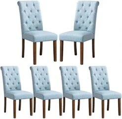 COLAMY Tufted Dining Chairs Set Of 4, Upholstered Parsons Dining Room Chairs, Fabric Kitchen Side Chair With Wood Legs - Dark Beige -Songmics Furniture Shop 41Kr50PjKAL. AC