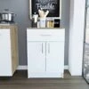 NewCosmos Wilmington 1-Drawer Rectangle Pantry Cabinet White And Light Oak