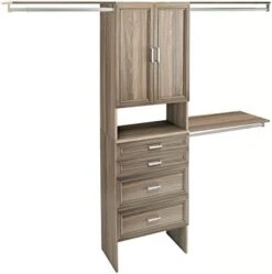 ClosetMaid SuiteSymphony Wood Closet Organizer Starter Kit Tower And 3 Hang Rods, Shelves, Adjustable, Fits Spaces 5 – 10 Ft. Wide, Pure White, 25" -Songmics Furniture Shop 41KuGmaoPkL. AC