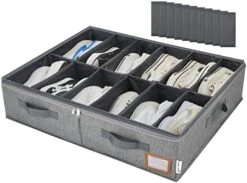 PENGLONG Adjustable Shoe Organizer For Closet, Wardrobe Clothes Organizer, Space Saving Shoe Bin, Closet Storage Solution Box With Clear Window (12Pairs Dark Grey) -Songmics Furniture Shop 41Kue2ZS7aL. AC