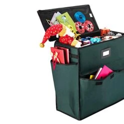 Elf Stor (Green) Gift Bag Organizer-20” Storage Tote With 4 Pockets For Wrap, Tissue Paper, Ribbon, Boxes & Cards-Christmas, Birthday, All Occasion Casion, 1 Count (Pack Of 1) -Songmics Furniture Shop 41KvGxpzKiL
