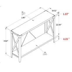 OKD Console Tables For Entryway, Hallway Table, 2-Tier Entrance Tables, Industrial Long Tables For Living Room, With Storage And X-Frame Open Shelf, Easy Assemble, Dark Rustic Oak