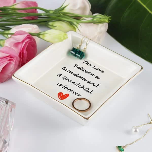 AREOK Gifts For Grandma Gifts From Grandchildren Granddaughter Grandkids - Happy Best Grandma Grandmother Birthday Gifts Ideas From Grandson Unique, Jewelry Ring Trinket Dish Tray 2 AREOK Gifts For Grandma Gifts From Grandchildren Granddaughter Grandkids - Happy Best Grandma Grandmother Birthday Gifts Ideas From Grandson Unique, Jewelry Ring Trinket Dish Tray - Image 2