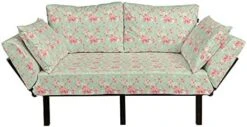 Ambesonne Striped Futon Couch, Retro Wavy Leaf Lines With Digital Effects Unusual Repeating Fresh Floral Essence Print, Daybed With Metal Frame Upholstered Sofa For Living Dorm, Loveseat, Green -Songmics Furniture Shop 41L7y1nsM4L. AC
