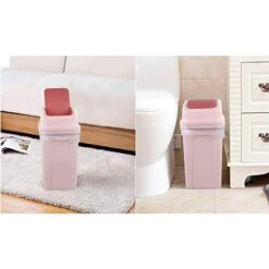 Nicesh 2.6 Gallon/ 10 L Trash Can With Swing Lid, Plastic Swing Top Trash Can (Pink) 11 Nicesh 2.6 Gallon/ 10 L Trash Can With Swing Lid, Plastic Swing Top Trash Can (Pink) -Songmics Furniture Shop 41LA9kaywvL