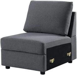 Asunflower Extra Arm Less Fabric Couches For Modular Sectional Sofa Couch Set Middle Part Sectional Couch, Deep Grey 14 Asunflower Extra Arm Less Fabric Couches For Modular Sectional Sofa Couch Set Middle Part Sectional Couch, Deep Grey -Songmics Furniture Shop 41LFWmRwFoL. AC