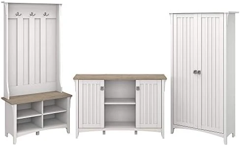Bush Furniture Salinas Entryway Storage Set With Hall Tree, Shoe Bench And Accent Cabinets In Cape Cod Gray 9 Bush Furniture Salinas Entryway Storage Set With Hall Tree, Shoe Bench And Accent Cabinets In Cape Cod Gray - Image 9
