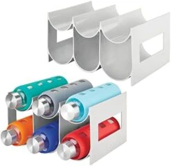 MDesign Plastic Modern Free-Standing Bottle Rack Storage Organizer Holder For Kitchen, Cabinet, Pantry, Fridge, Freezer Organization; Hold Water Bottles, Wine - Lumiere Collection, 2 Pack, Cream/Beige -Songmics Furniture Shop 41LMpWcS6UL. AC