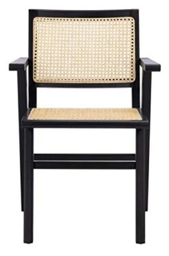 Safavieh Couture Home Collection Hattie Black/Natural French Cane Living Room Dining Arm Chair (Set Of 2) SFV4115A-SET2