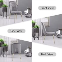 GNIXUU Dinner Chairs Set Of 2, Mid-Century Modern Velvet Upholstered Dining Chair With Metal Legs For Kitchen, Dining, Living, Guest, Bed Room Side Chair(Gray) 16 GNIXUU Dinner Chairs Set Of 2, Mid-Century Modern Velvet Upholstered Dining Chair With Metal Legs For Kitchen, Dining, Living, Guest, Bed Room Side Chair(Gray) -Songmics Furniture Shop 41LUemjZ5YL