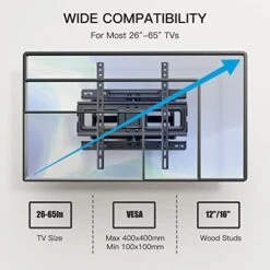 TV Wall Mount Full Motion Articulating Swivel Extension For Most 26-65 Inch Flat Curved TVs With Max VESA 400x400mm Up To 88lbs, Wall Mount TV Bracket Fits 12,16 Inch Wood Stud By Pipishell -Songmics Furniture Shop 41LWaHBTe4L