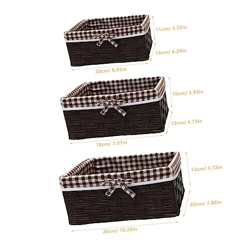 Pantry Baskets 3pcs 3 Piece Set Storage Basket Lining Magazine Linen Woven Basket Makeup Organizer 5 Pantry Baskets 3pcs 3 Piece Set Storage Basket Lining Magazine Linen Woven Basket Makeup Organizer - Image 5