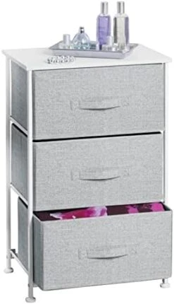 MDesign Steel Top And Frame Storage Dresser Tower Unit With 3 Removable Fabric Drawers For Bedroom, Living Room, Or Bathroom - Holds Clothes, Accessories, Lido Collection - Charcoal Gray -Songmics Furniture Shop 41Laolo2RgL. AC