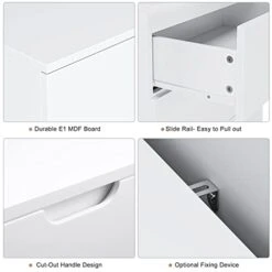 FOTOSOK 5 Drawer Dresser, White Dresser For Bedroom, Modern Dresser Wood Chest Of Drawers With Closed Cut-Out Handles, 23.6L X 15.7W X 39.4H Inch Tall White Dresser Clothing Organizer Unit For Bedroom -Songmics Furniture Shop 41LeXzsibvL