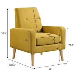 Funkeen Modern Accent Chairs Set Of 2 Living Room Arm Chairs Comfy Upholstered Fabric Chair With Arms Button Tufted Single Sofa Chair For Bedroom Dorm Apartment Office Small Spaces Mustard Yellow -Songmics Furniture Shop 41LeytdvPjL