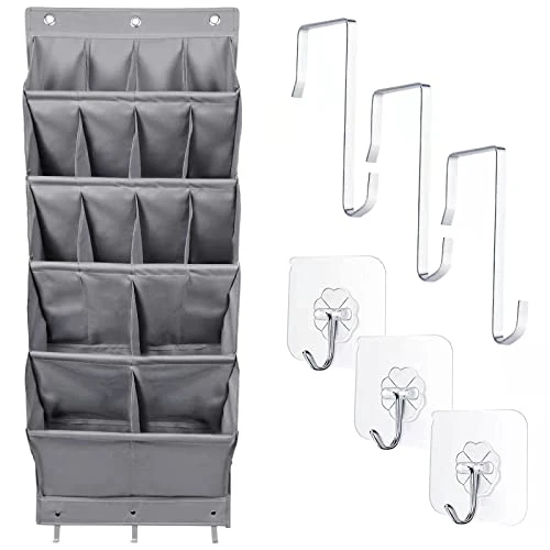 GAKKY STO Over The Door Shoe Organizer, Hanging Shoe Organizer, Storage Various Compartments With 3 Hooks Shoe Storage Rack Organizer For Shoes, Sneakers And Home Accessories, Grey 1-PACK 1 GAKKY STO Over The Door Shoe Organizer, Hanging Shoe Organizer, Storage Various Compartments With 3 Hooks Shoe Storage Rack Organizer For Shoes, Sneakers And Home Accessories, Grey 1-PACK