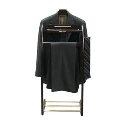 Proman Products Windsor Suit Valet Stand VL16140 With Contour Hanger, Tray, Trouser Bar, Tie Bar And Shoe Rack, 17" W X 14" D X 40" H, Mahogany 5 Proman Products Windsor Suit Valet Stand VL16140 With Contour Hanger, Tray, Trouser Bar, Tie Bar And Shoe Rack, 17" W X 14" D X 40" H, Mahogany -Songmics Furniture Shop 41Lj186fZrL