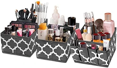 Homyfort Cosmetic Storage Basket Makeup Organizer, Multifunction DIY Adjustable Brush Holder Organizer Box Bins For Vanity, Bathroom Counter Or Dresser, Set Of 3 Blue 10 Homyfort Cosmetic Storage Basket Makeup Organizer, Multifunction DIY Adjustable Brush Holder Organizer Box Bins For Vanity, Bathroom Counter Or Dresser, Set Of 3 Blue - Image 10