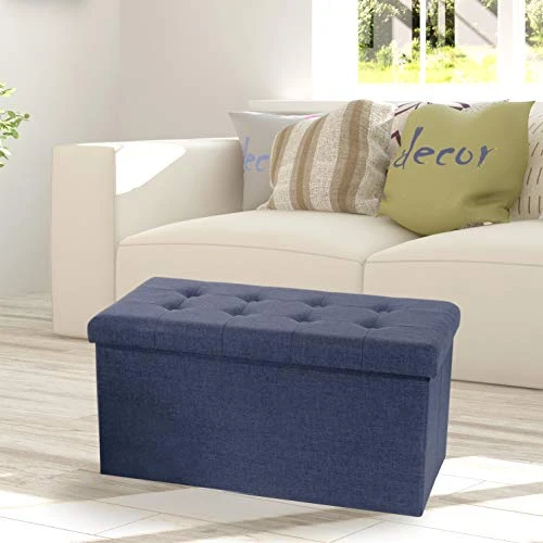 Seville Classics Cushioned Fabric Ottoman Hidden Storage Chest Footrest Chair, Padded Seat For Bedroom, Dorm, Loft, Living Room, Entryway, Hallway, Midnight Blue, 31.5" Bench 1 Seville Classics Cushioned Fabric Ottoman Hidden Storage Chest Footrest Chair, Padded Seat For Bedroom, Dorm, Loft, Living Room, Entryway, Hallway, Midnight Blue, 31.5" Bench