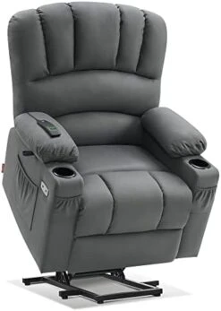 MCombo Electric Power Lift Recliner Chair Sofa With Massage And Heat For Elderly, Extended Footrest, Hand Remote Control, Cup Holders, USB Ports, 2 Side Pockets, Fabric 7095 -Songmics Furniture Shop 41M0nNIM8lL. AC