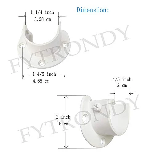 FYTRONDY White Edition Stainless Steel Closet Rod Bracket, U-Shaped Open Type Socket Bracket, Wardrobe Bracket, Shower Curtain Rod Pole End Supports Sockets Flange (1-1/4 INCH, 4 Pack) 3 FYTRONDY White Edition Stainless Steel Closet Rod Bracket, U-Shaped Open Type Socket Bracket, Wardrobe Bracket, Shower Curtain Rod Pole End Supports Sockets Flange (1-1/4 INCH, 4 Pack) - Image 3