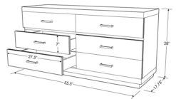 Zuri Modern Henley Accent Chest - Black Leatherette With Six Soft-Close Drawers