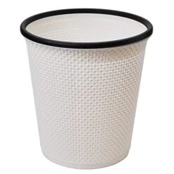Zuvo Plastic Trash Paper Bin - Modern Look Cylindrical Open-Top Design Lightweight Waste Basket, Rubbish Bin For Kitchen, Bedroom, Bathroom & Office Bin White